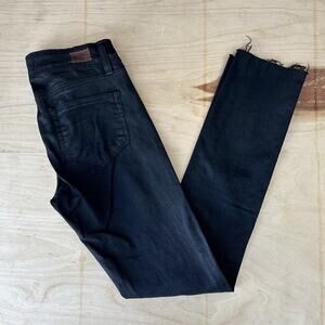 Paige Peg Skinny Pandora Metallic Black Sheen Pants Low Rise Women’s 27x29